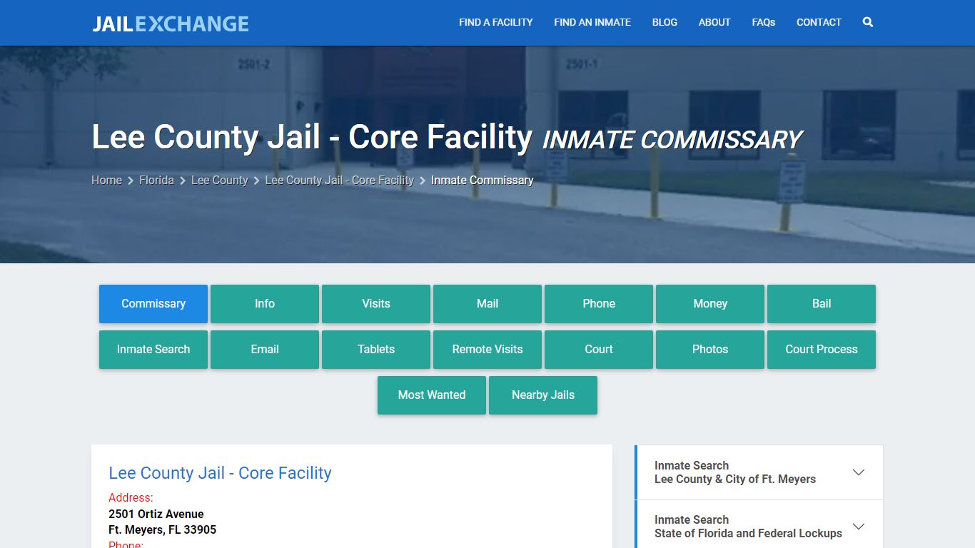 Inmate Commissary, Care Packs - Lee County Jail - Core Facility, FL