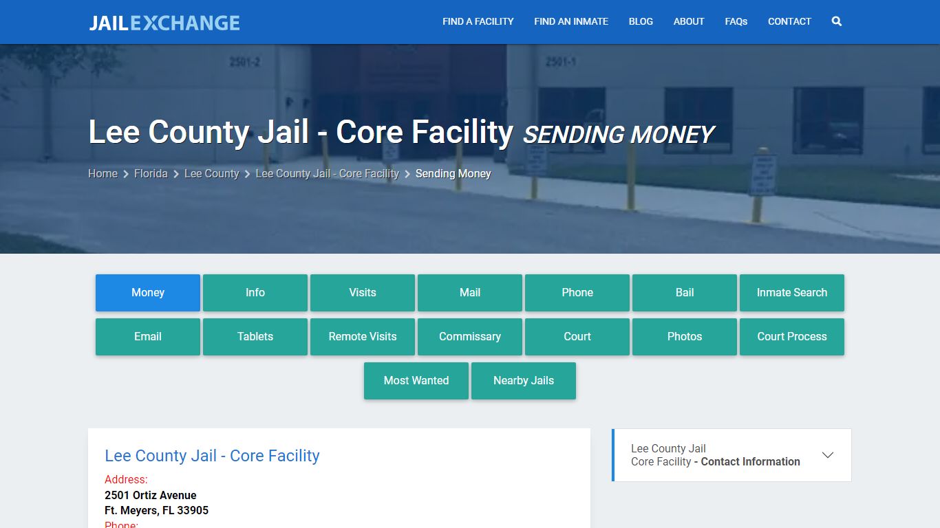 Send Money to Inmate - Lee County Jail - Core Facility, FL